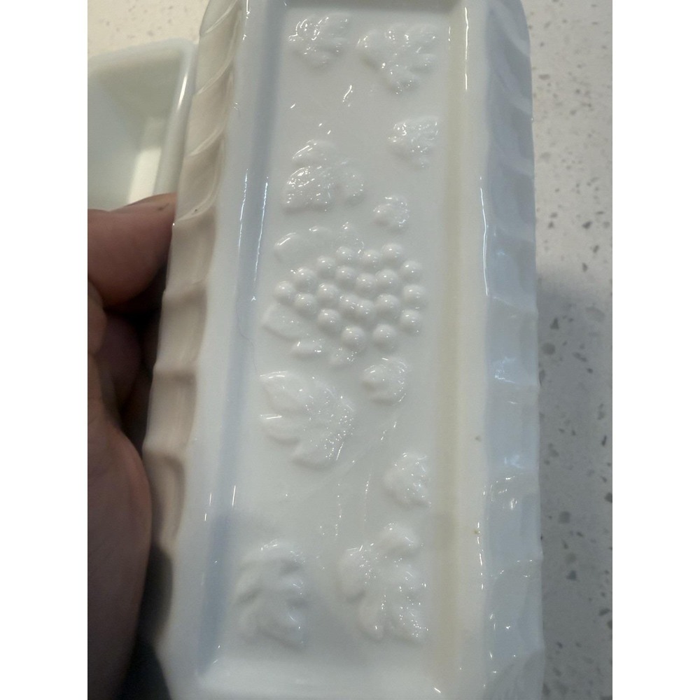 Westmoreland Paneled Grape Butter Dish Mid Century Depression Milk Glass - Picture 7 of 7